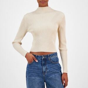 Madden Girl Cream Ribbed Sweater